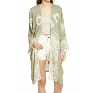 Women’s Treasure & Bond Tie Dye Hinge Desert Dusk Sage Green Kimono Cover Up O/S